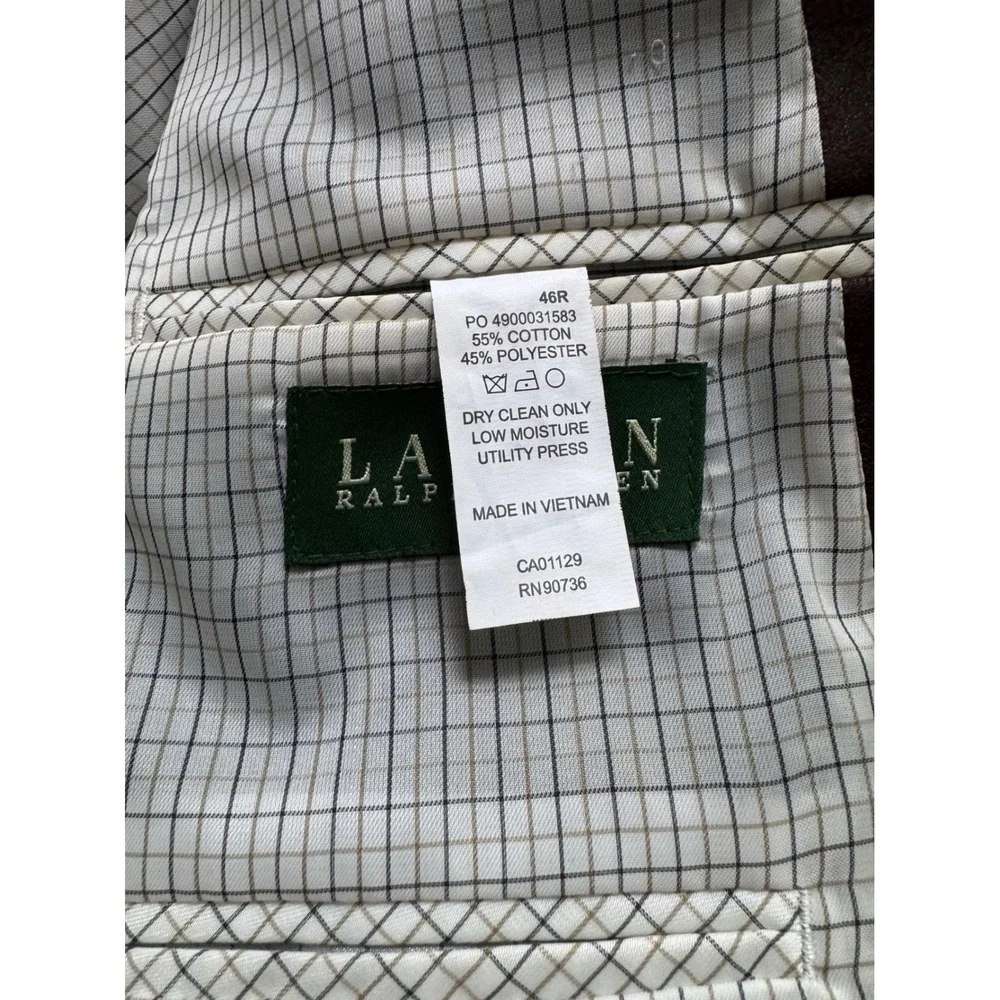 Lauren Ralph Lauren Brown Faux Leather Blazer Men's 46R XL Sport Coat Casual